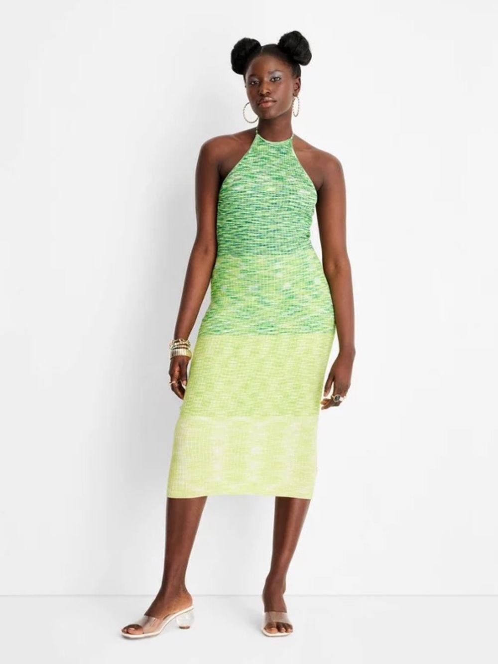 Future Collective w Alani Noelle Ombre Halter Tie Neck Knit Sweater Dress NWOT
